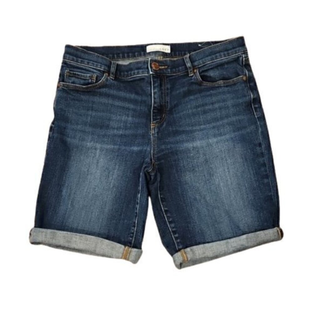 [Loft] Dark Wah Mid Rise Cuffed Bermuda Shorts - Size 8